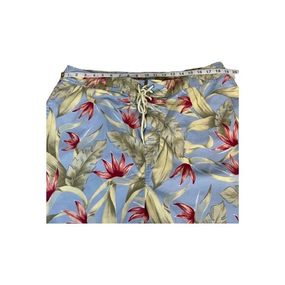 Nautica Men 38W Swim Trunks Board Shorts Tropical Print Key Pocket Blue Draw Str - Picture 4 of 5